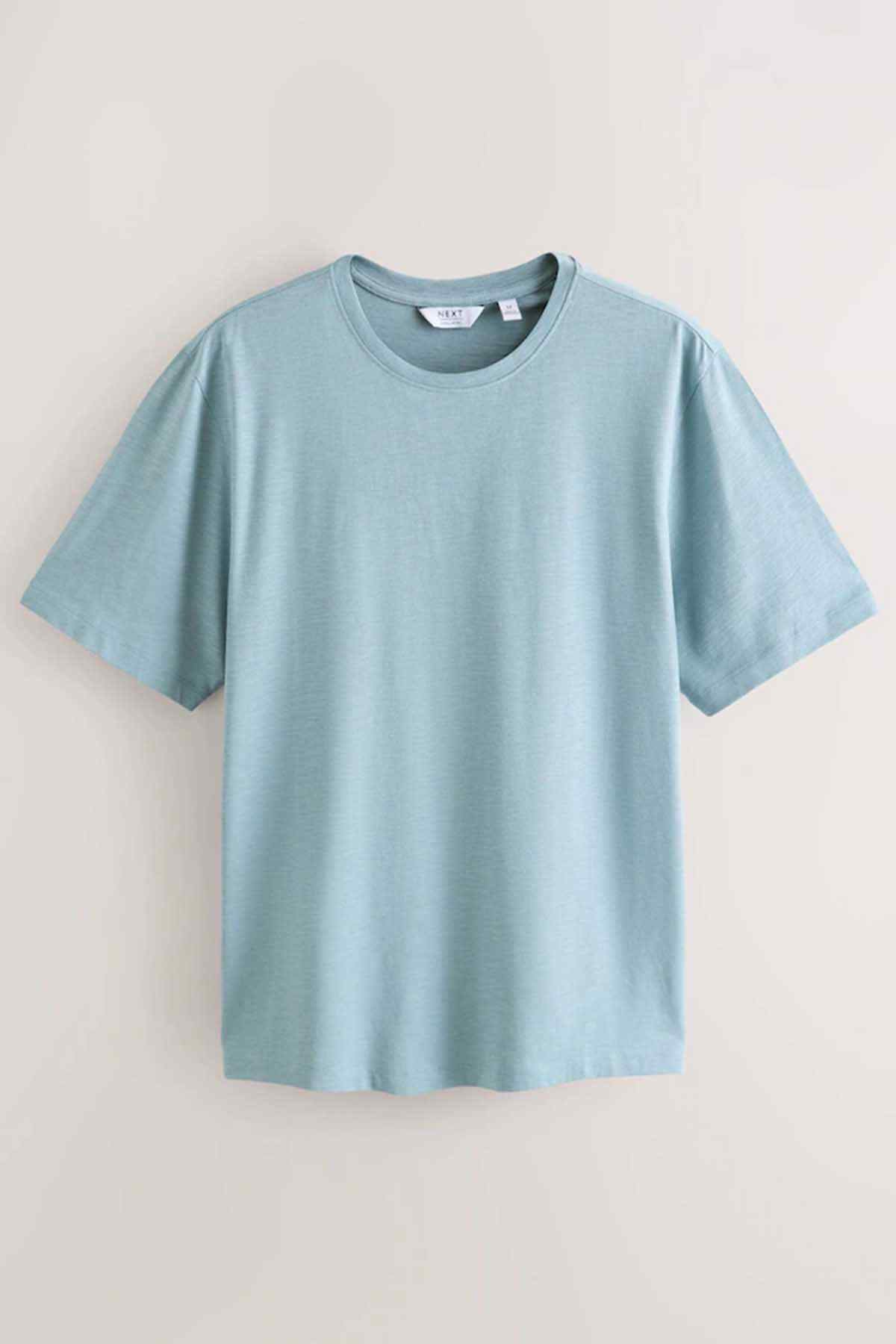 Light blue crew-neck short-sleeve T-shirt, flat lay