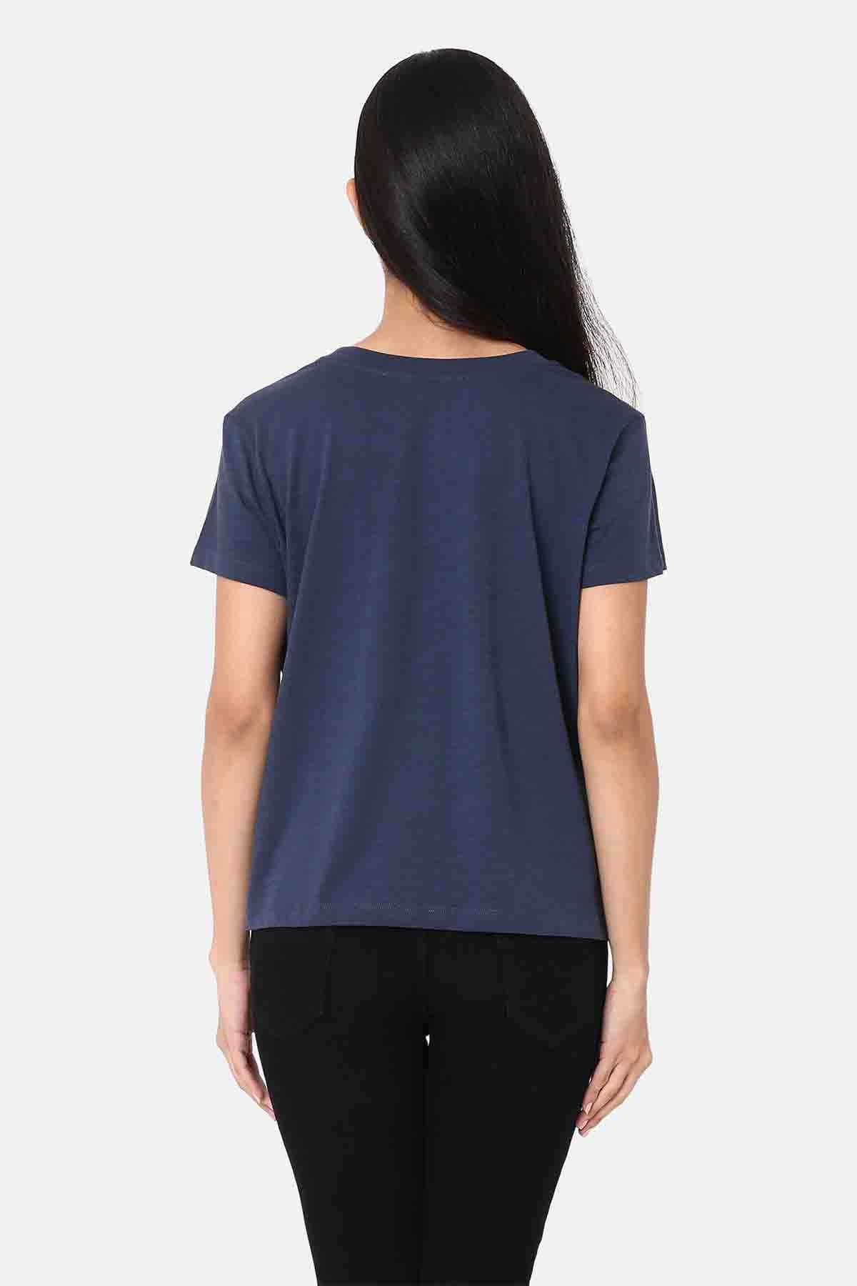 Levi's navy blue crew-neck T-shirt, short sleeves, back view