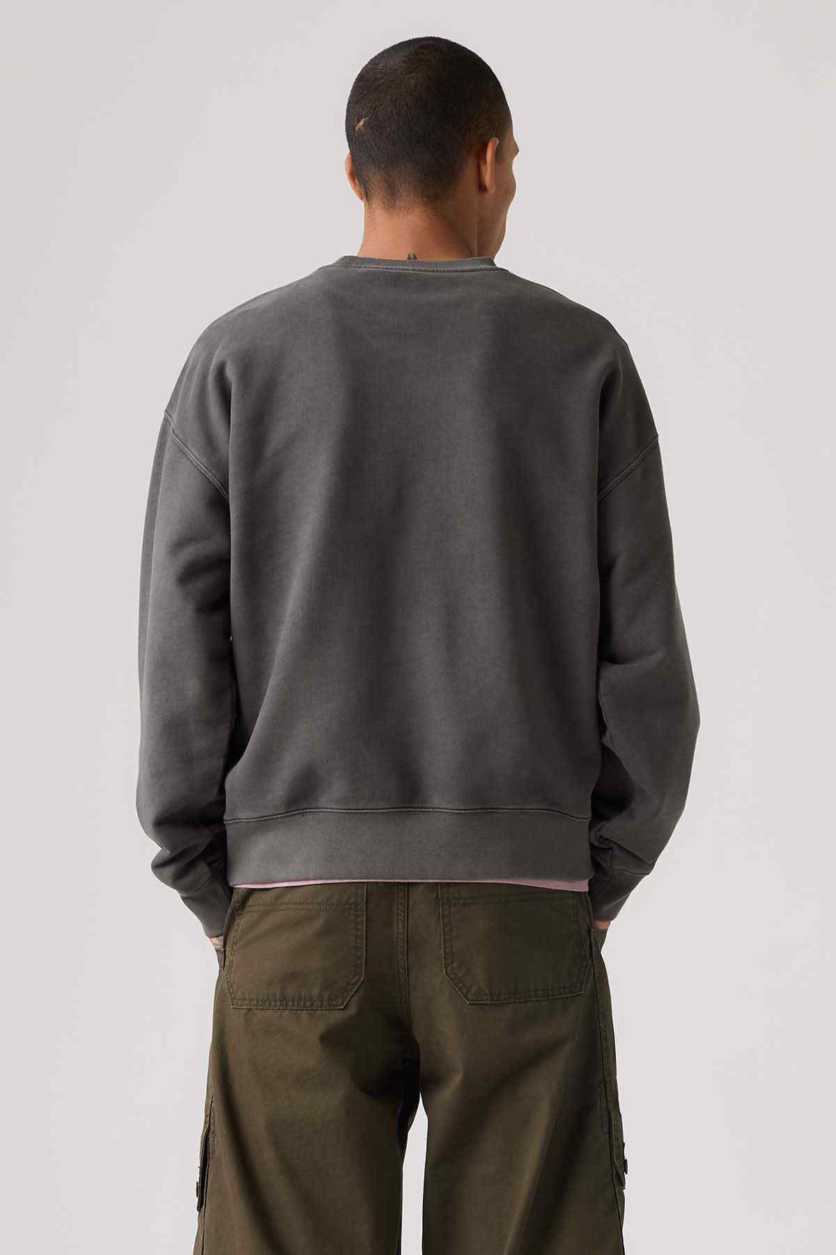 Levi's grey crewneck sweatshirt back view with ribbed hem and cuffs