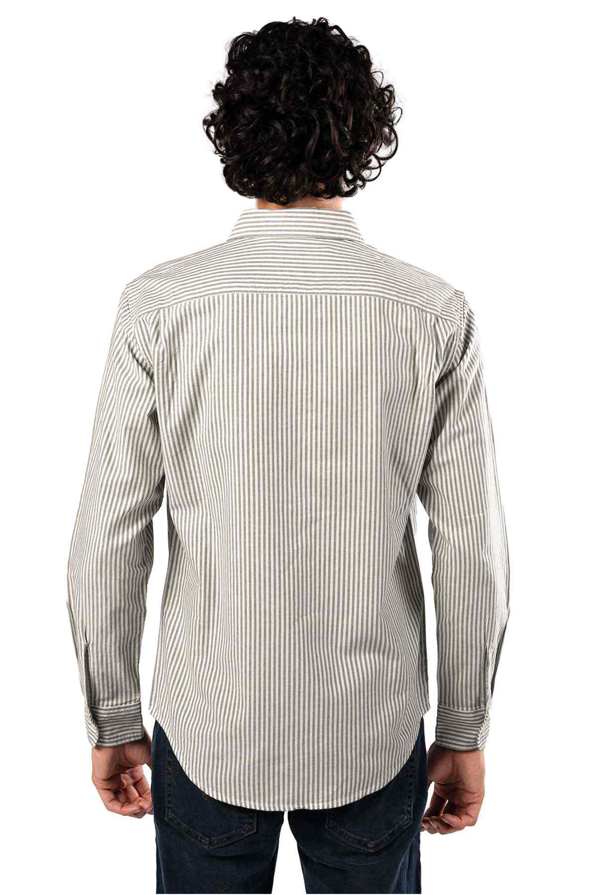 Levi's striped button-up shirt, long sleeves, button front, back view