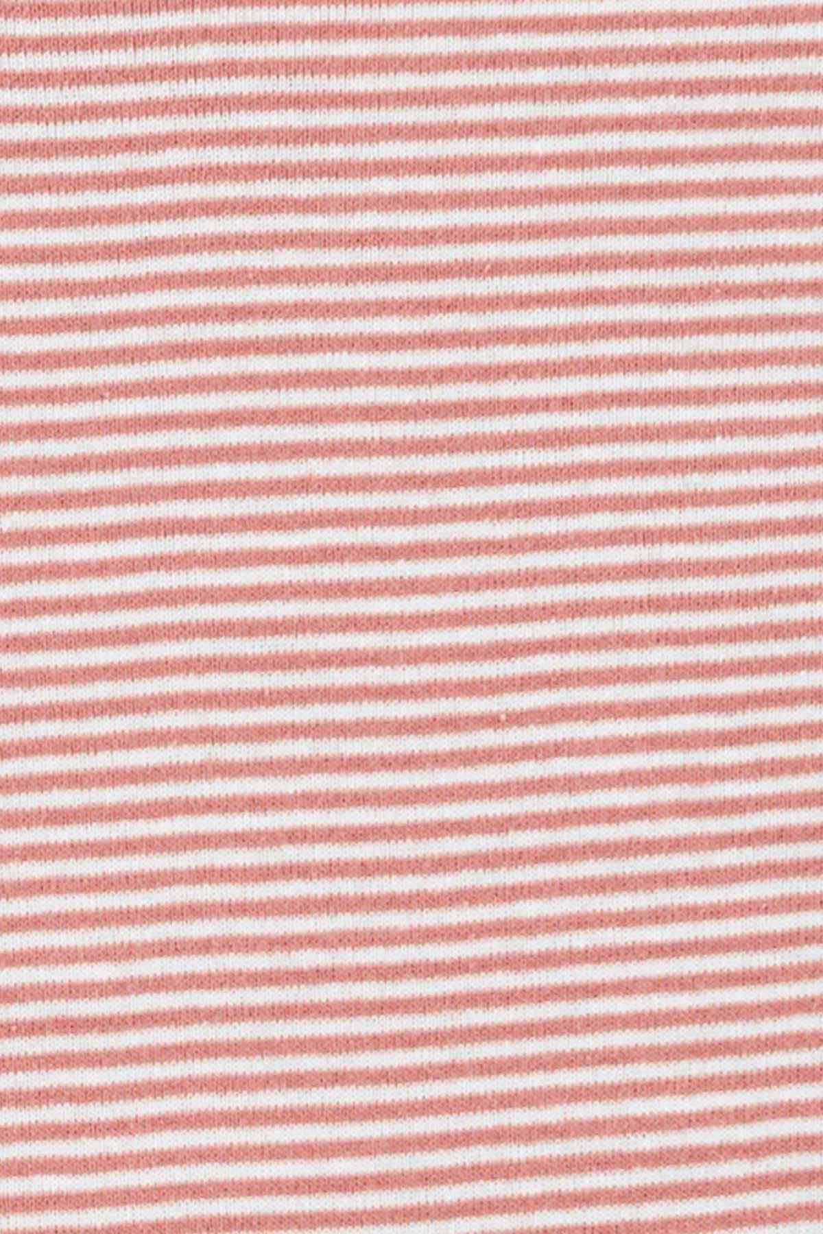 Pink-and-white horizontal striped knit fabric