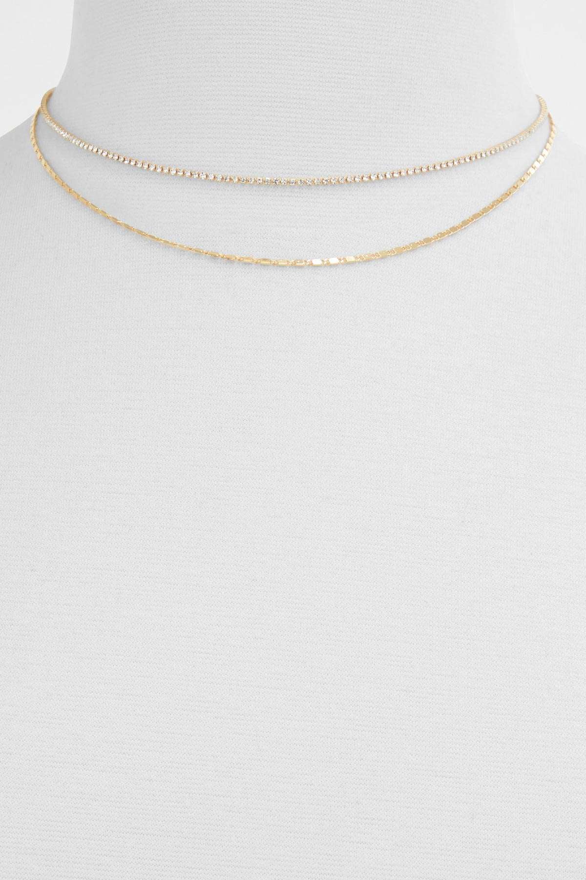 ALDO gold-tone double chain necklace, thin layered choker length