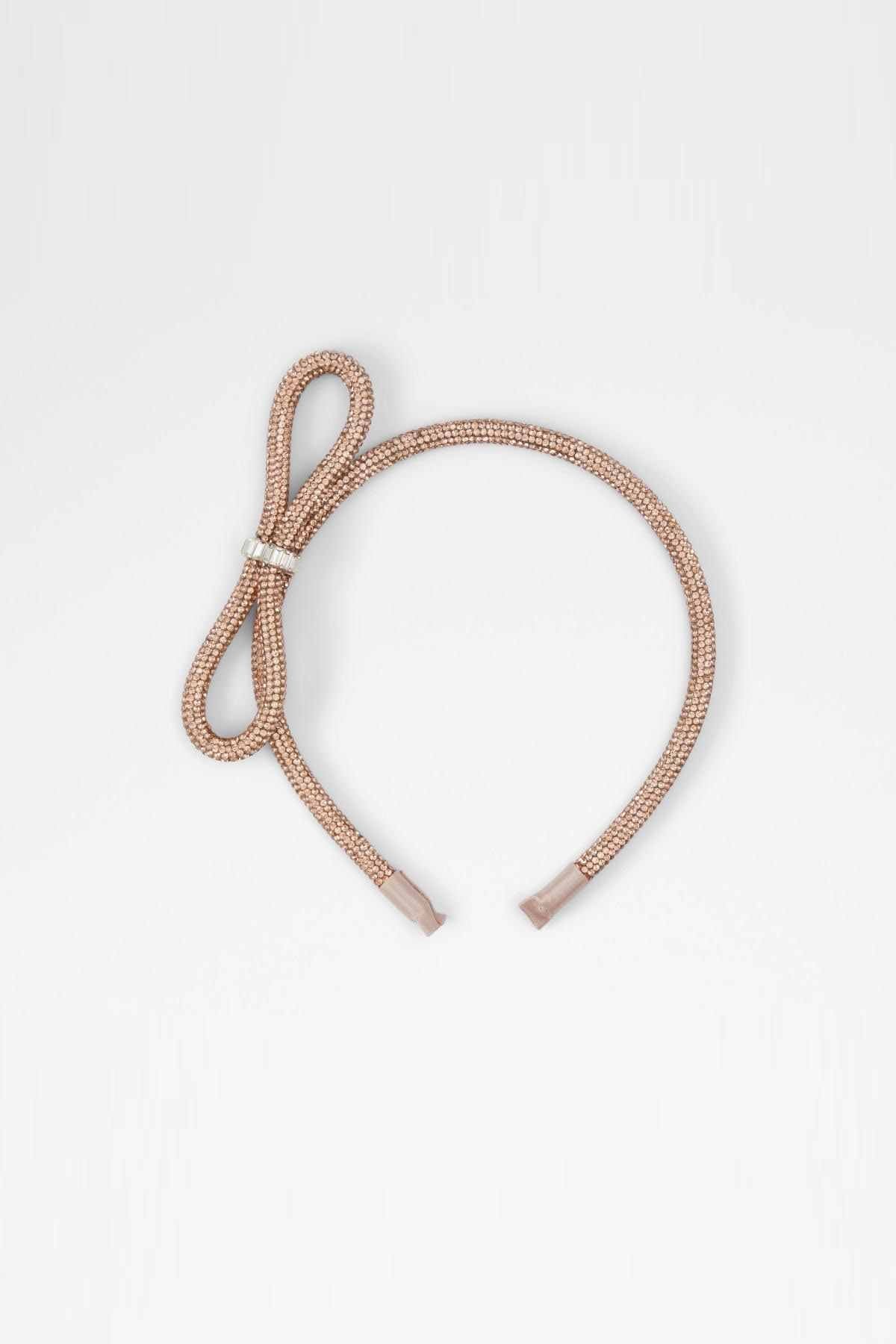 ALDO rose gold beaded headband, bow-tied design