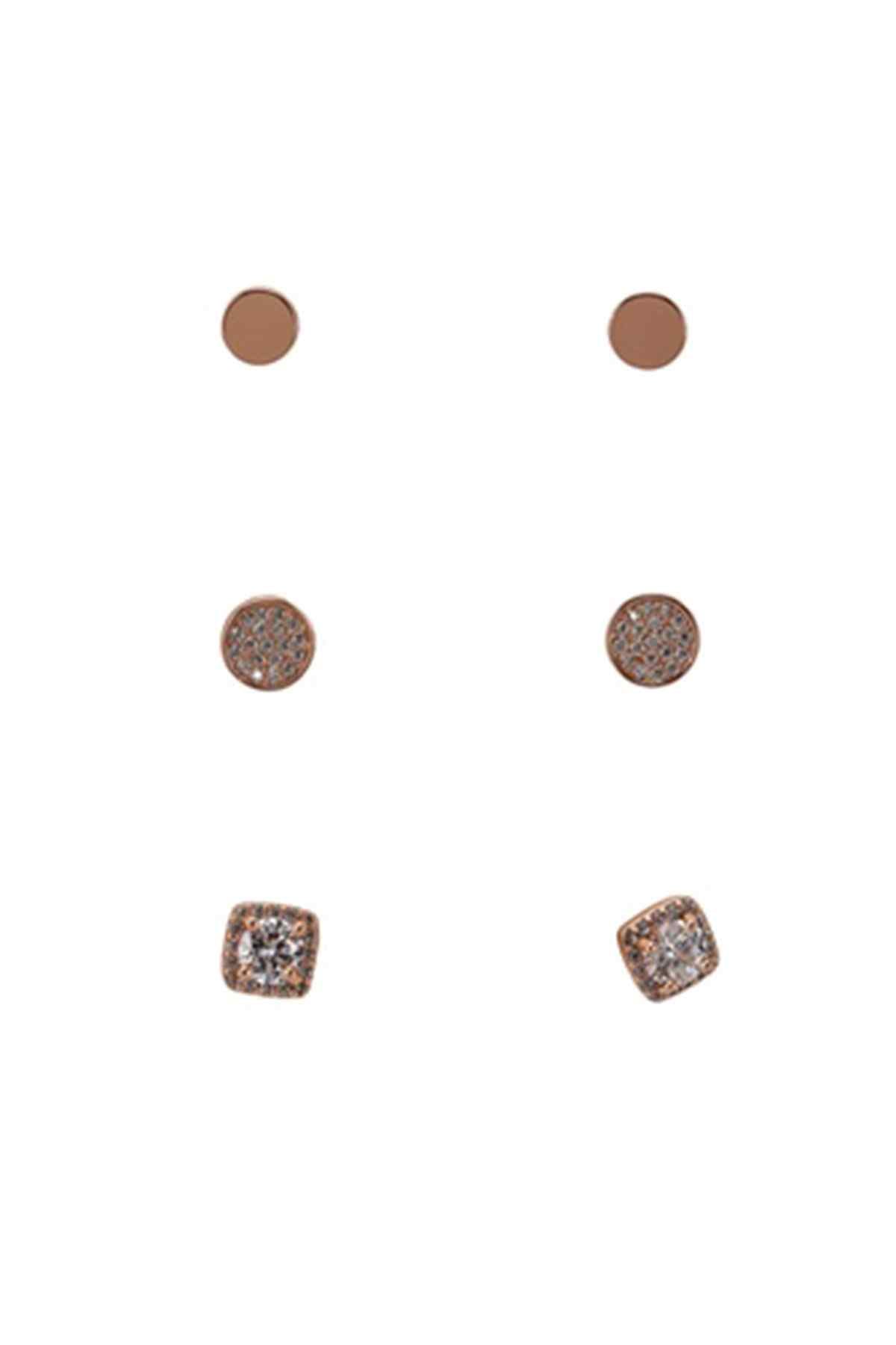 ALDO rose gold stud earrings assortment: smooth round and textured round styles