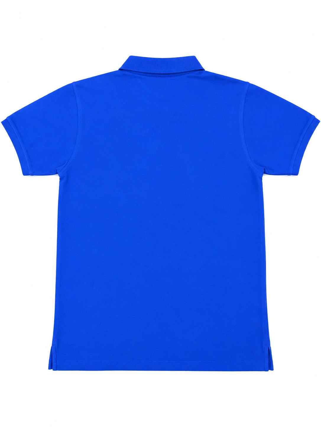 Beleri London royal blue polo shirt back view with short sleeves and collar