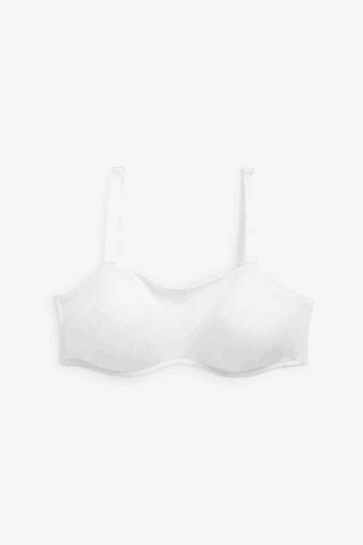 White bra cutout with molded cups and adjustable shoulder straps