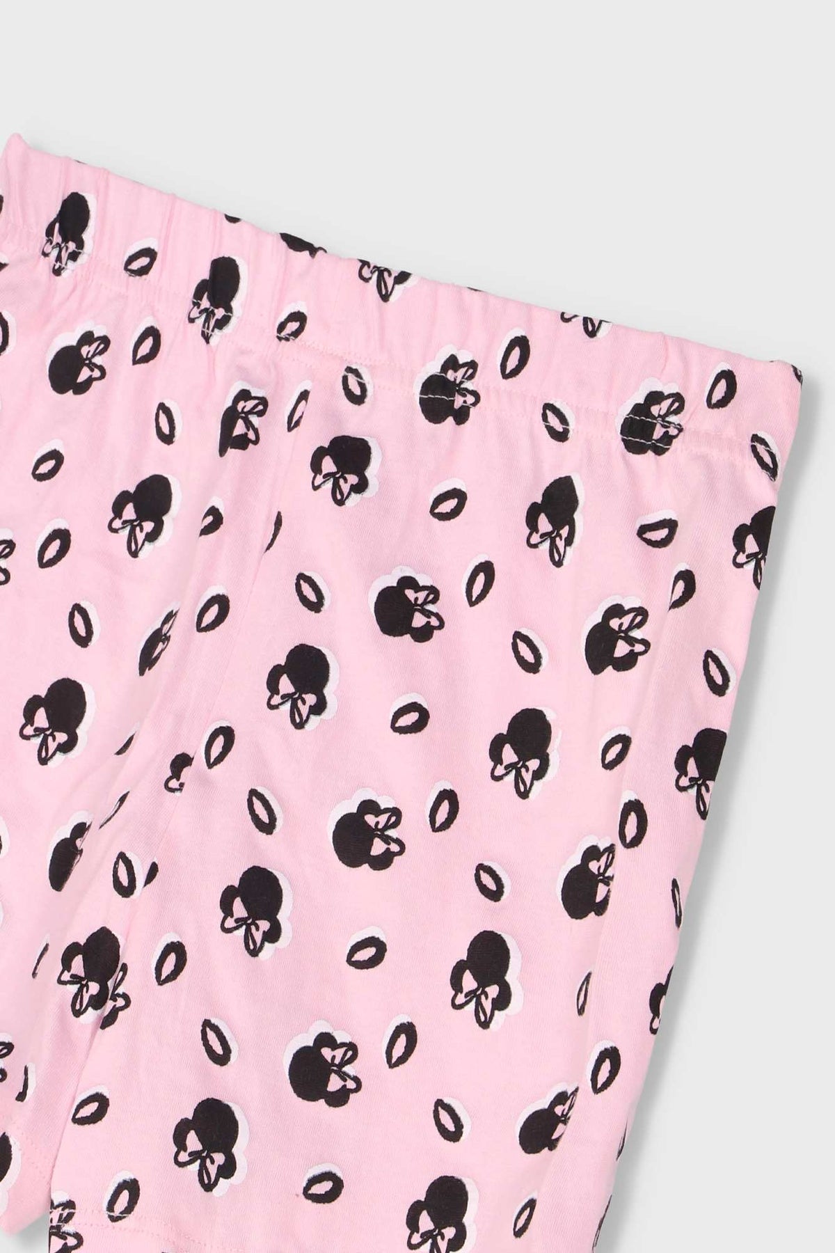 DISNEY kids pink shorts with black character icons print