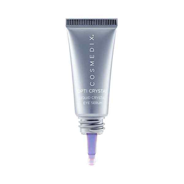 Cosmedix Opti Crystal eye serum squeeze tube with clear dispensing tip