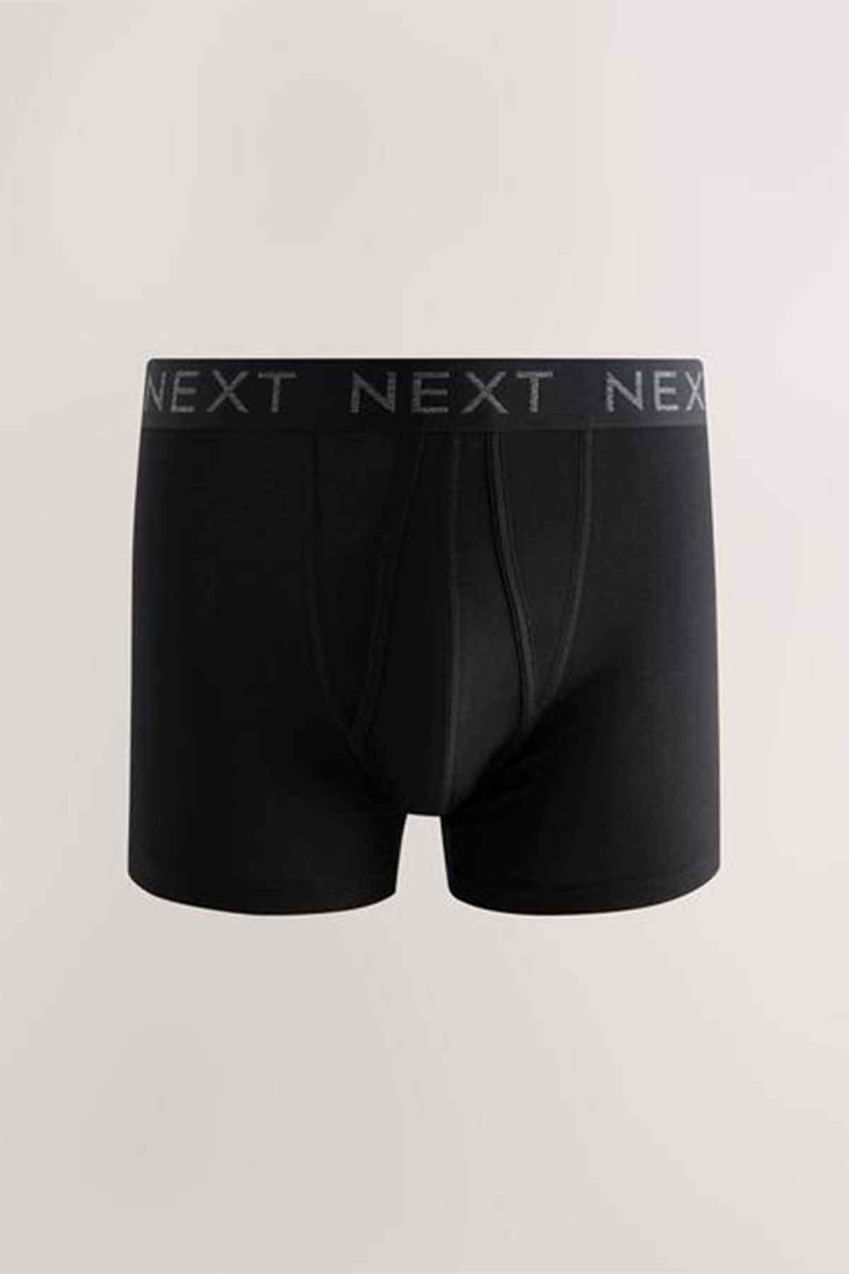 Black boxer briefs with NEXT logo waistband and overlapping front seams