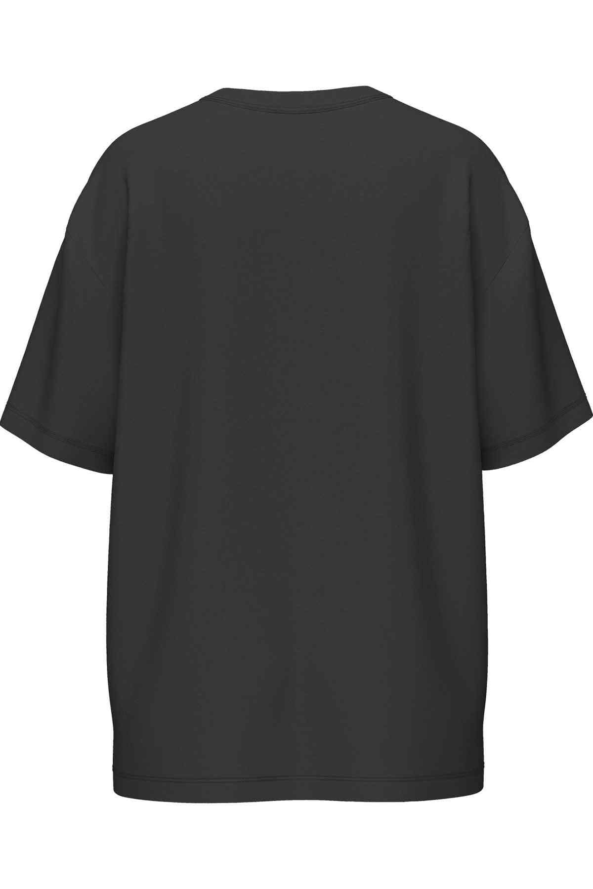 Black crew-neck T-shirt, plain back