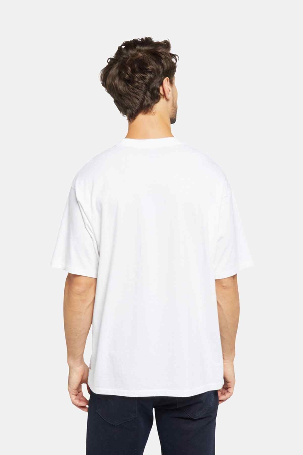 White crew-neck T-shirt, plain back
