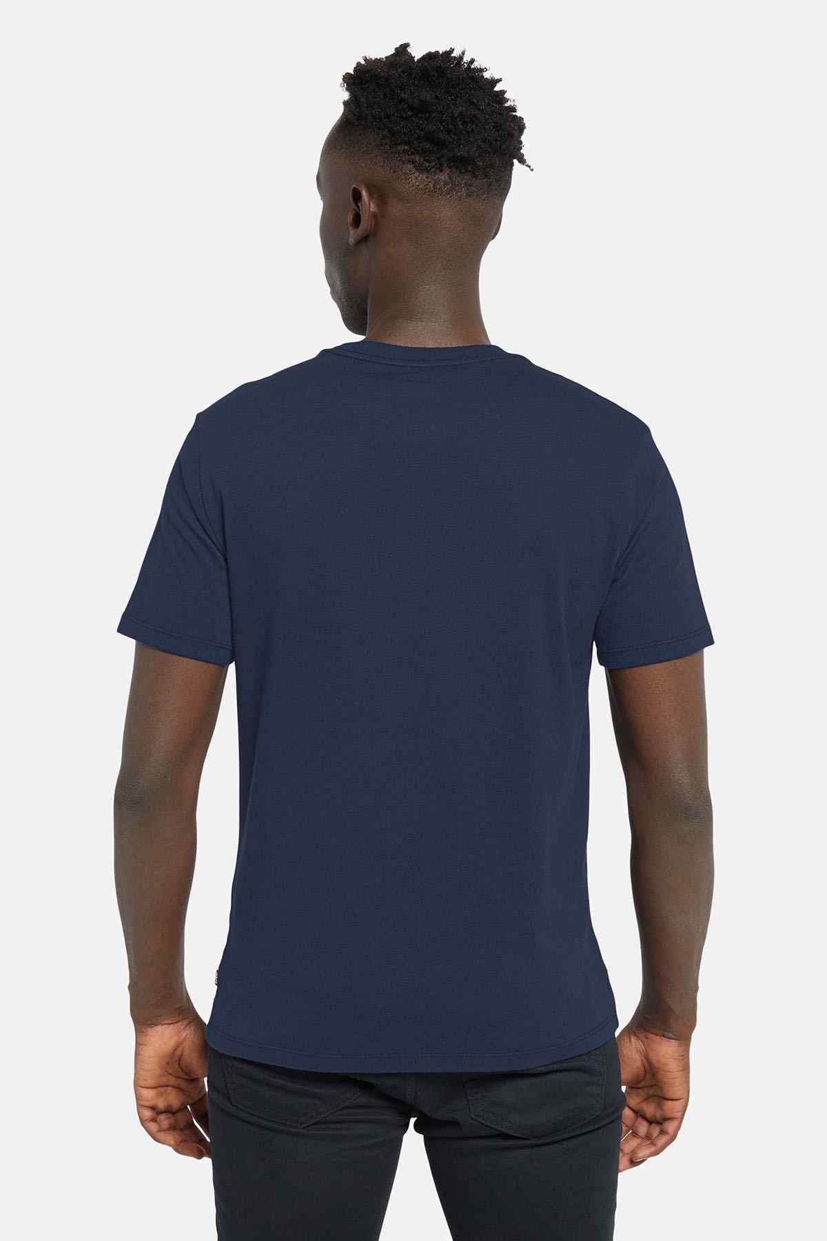 Navy crewneck short-sleeve T-shirt, back view