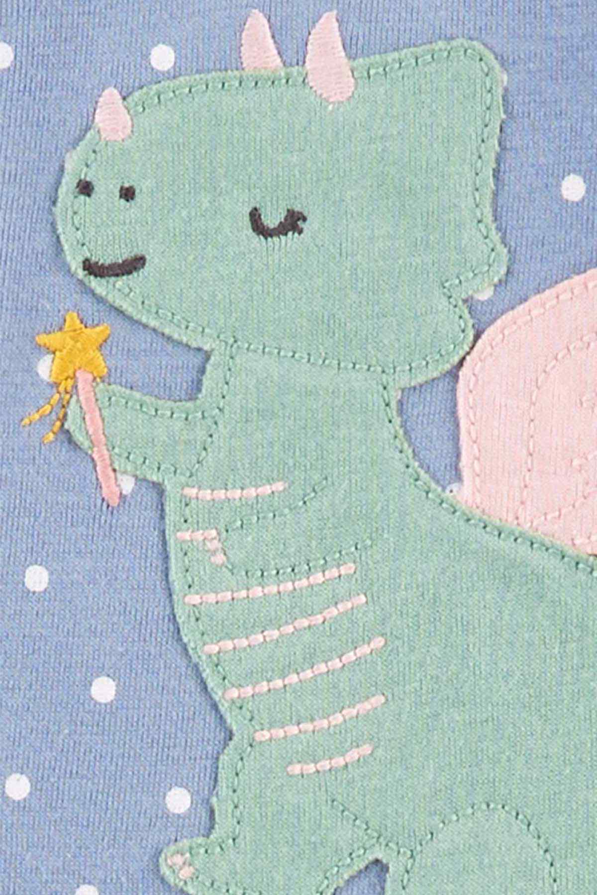 CARTER'S dinosaur print fabric with embroidered green dinosaur holding a star wand