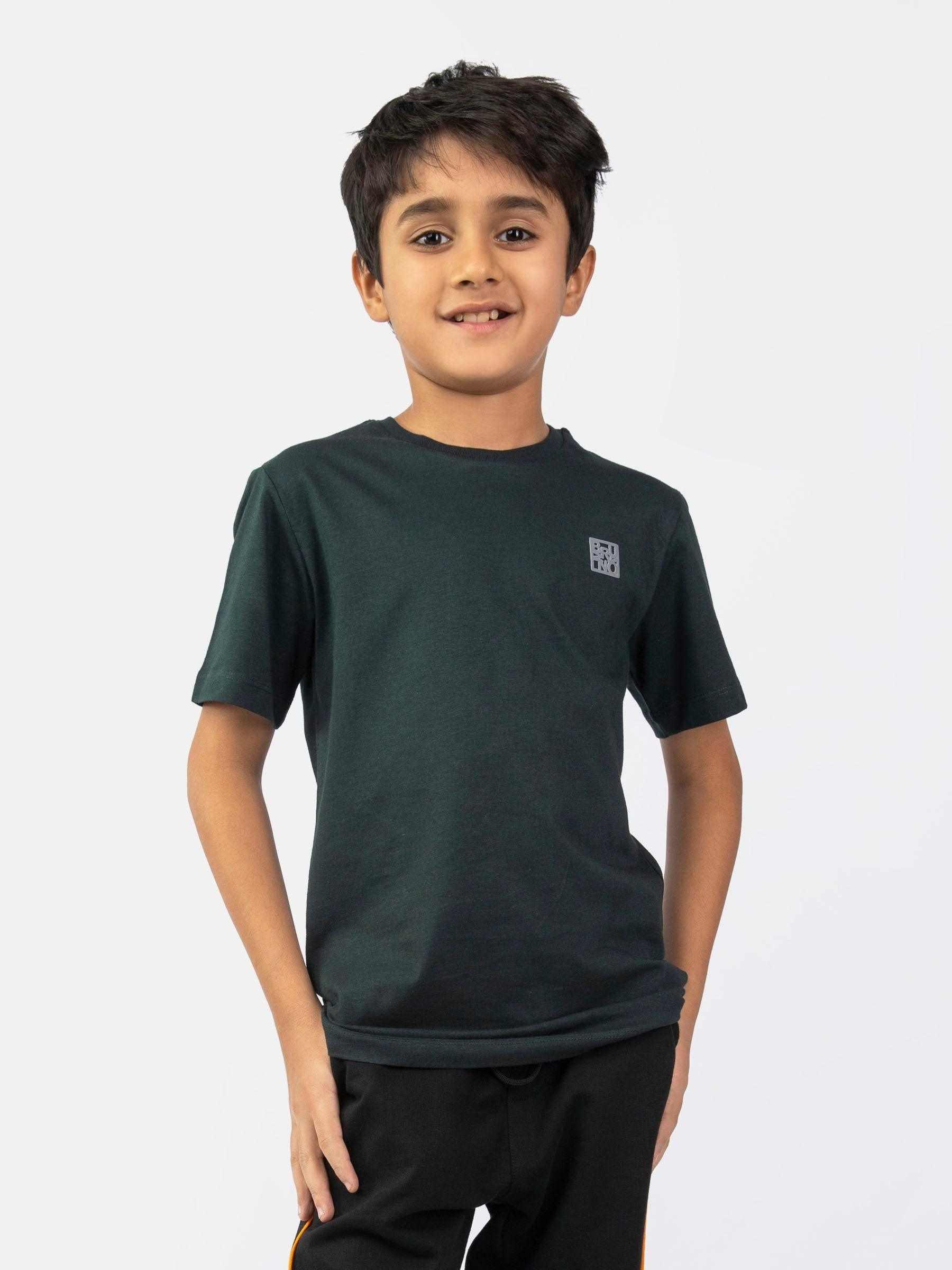 BRUMANO Dark Green Basic Crew Neck Casual T-Shirt Shop at AK