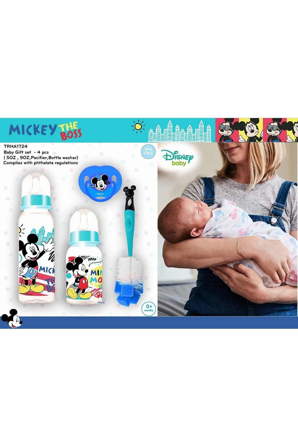 Disney baby Mickey starter kit box, showing 2 bottles and cleaning brush