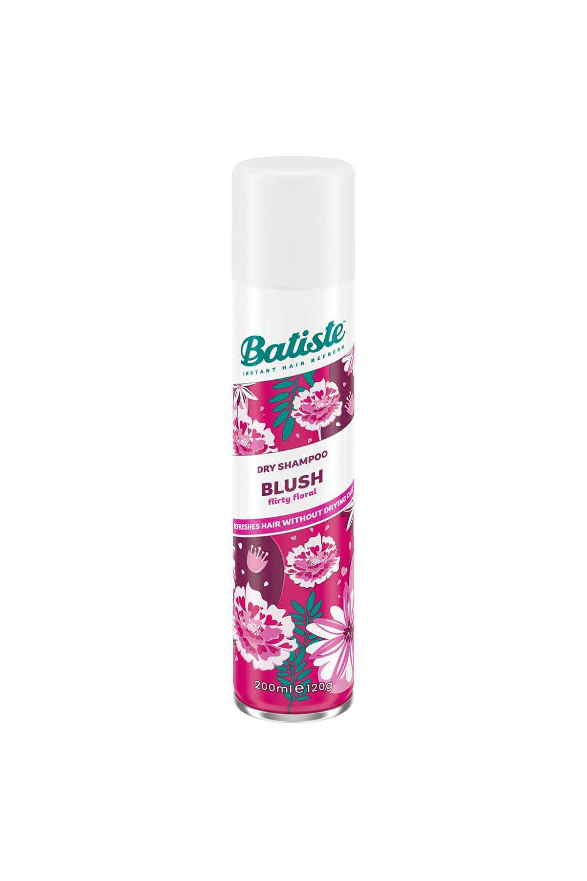 batiste dry shampoo, blush aerosol can with pink floral label