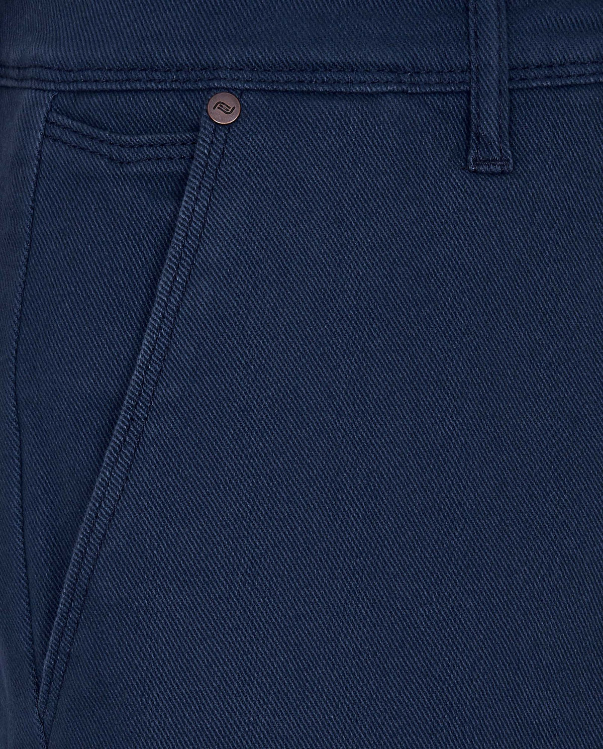 Camicissima blue trouser back yoke with small fabric logo patch