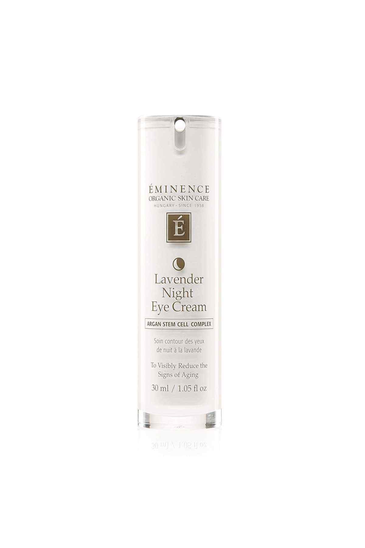 Eminence lavender night eye cream in white squeeze tube, 30 ml