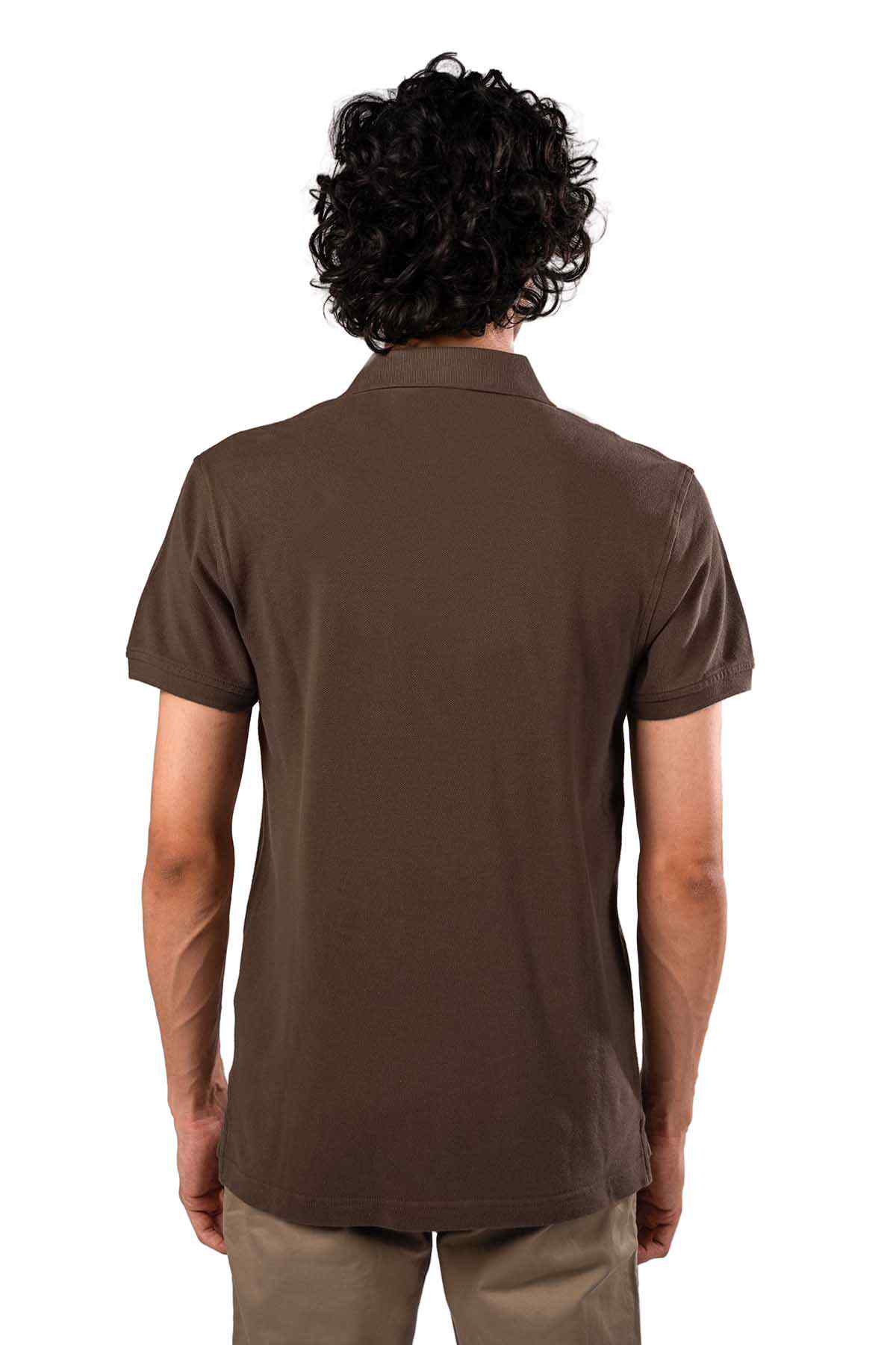 Levi's brown polo shirt, back view with short sleeves and collar
