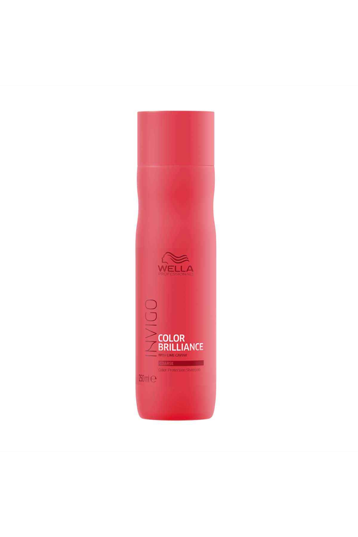Wella Color Brilliance hair color shine bottle, red plastic container