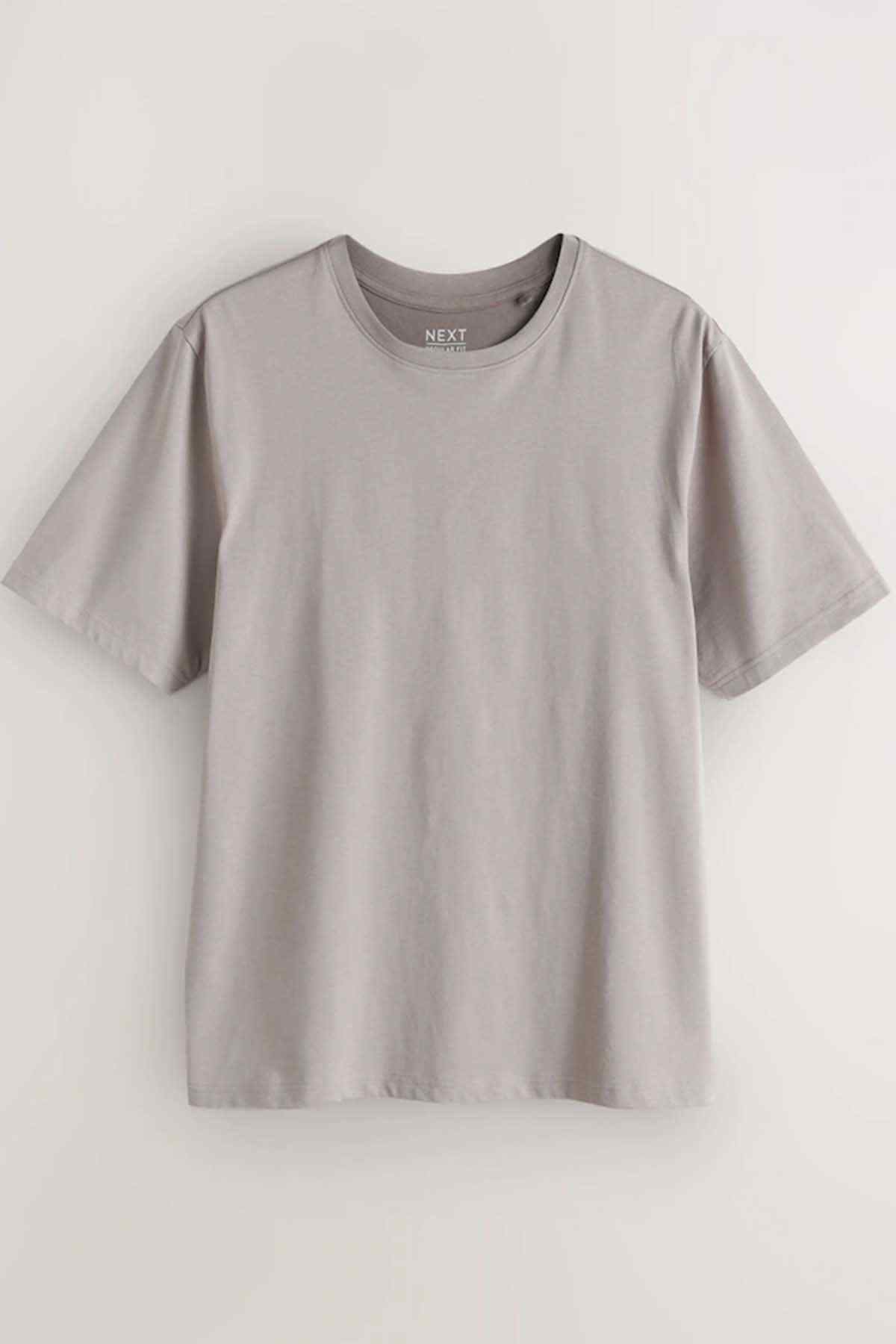 Light gray crew-neck short-sleeve T-shirt, flat front view