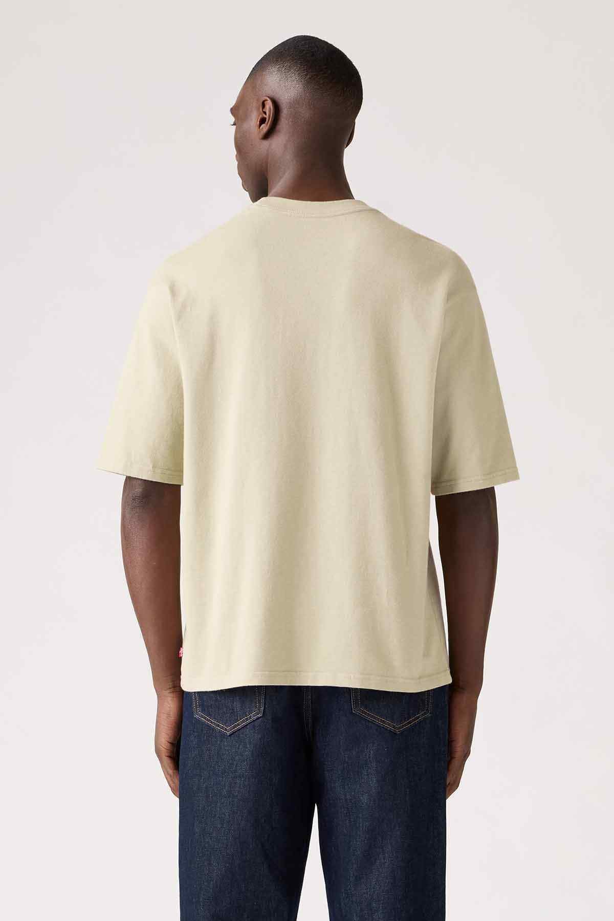 Levi's beige T-shirt with crew neck, short sleeves, back view
