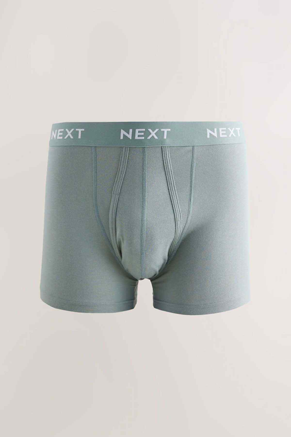 NEXT muted green boxer shorts with NEXT logo elastic waistband and front seam