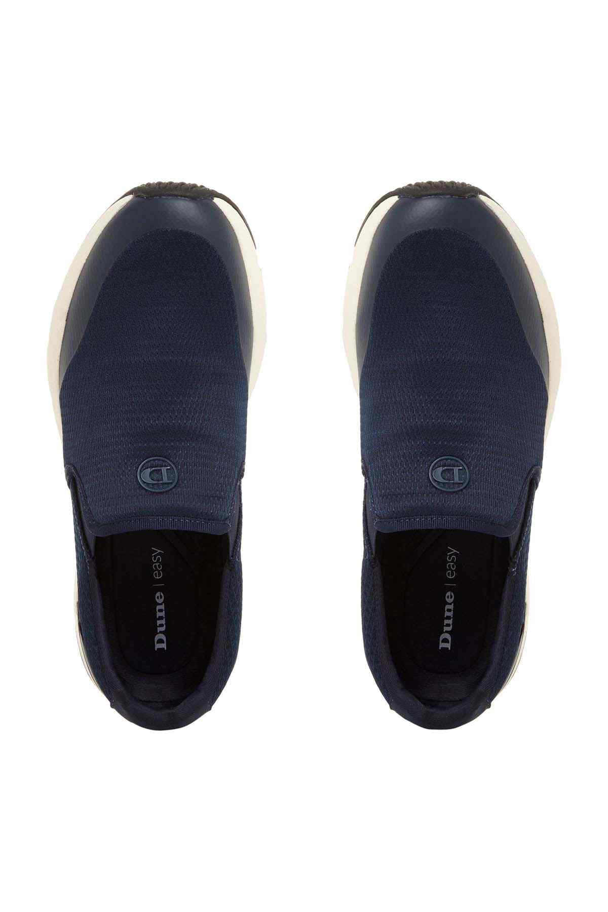 Navy knit slip-on sneakers with inner lining and Dune logo at the heel