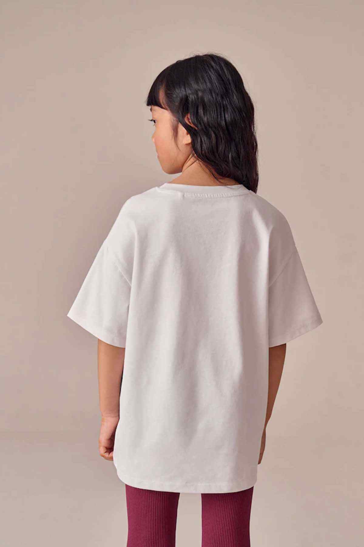 Kids' white T-shirt with plain back, short sleeves