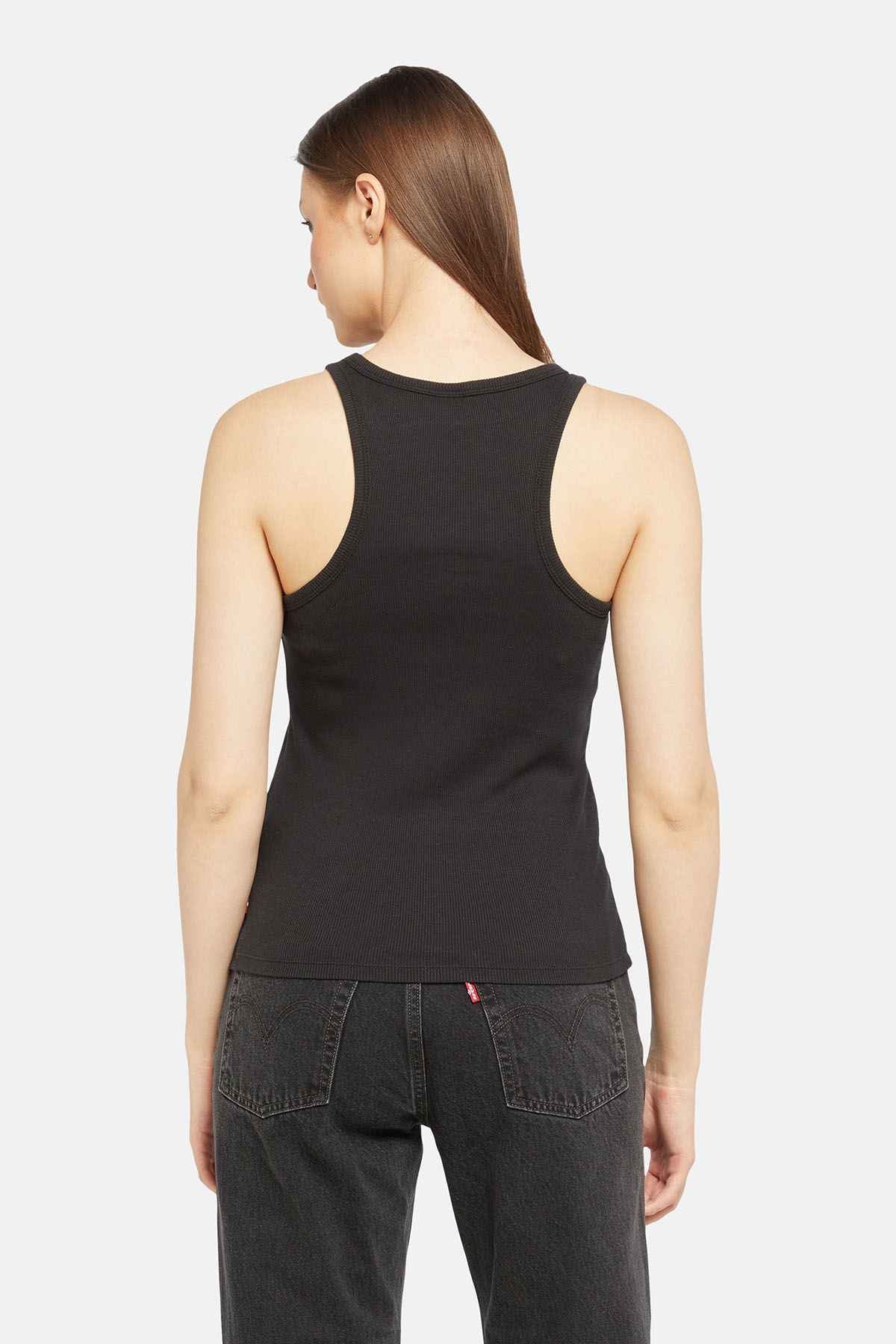 Levi's black sleeveless tank top, back view
