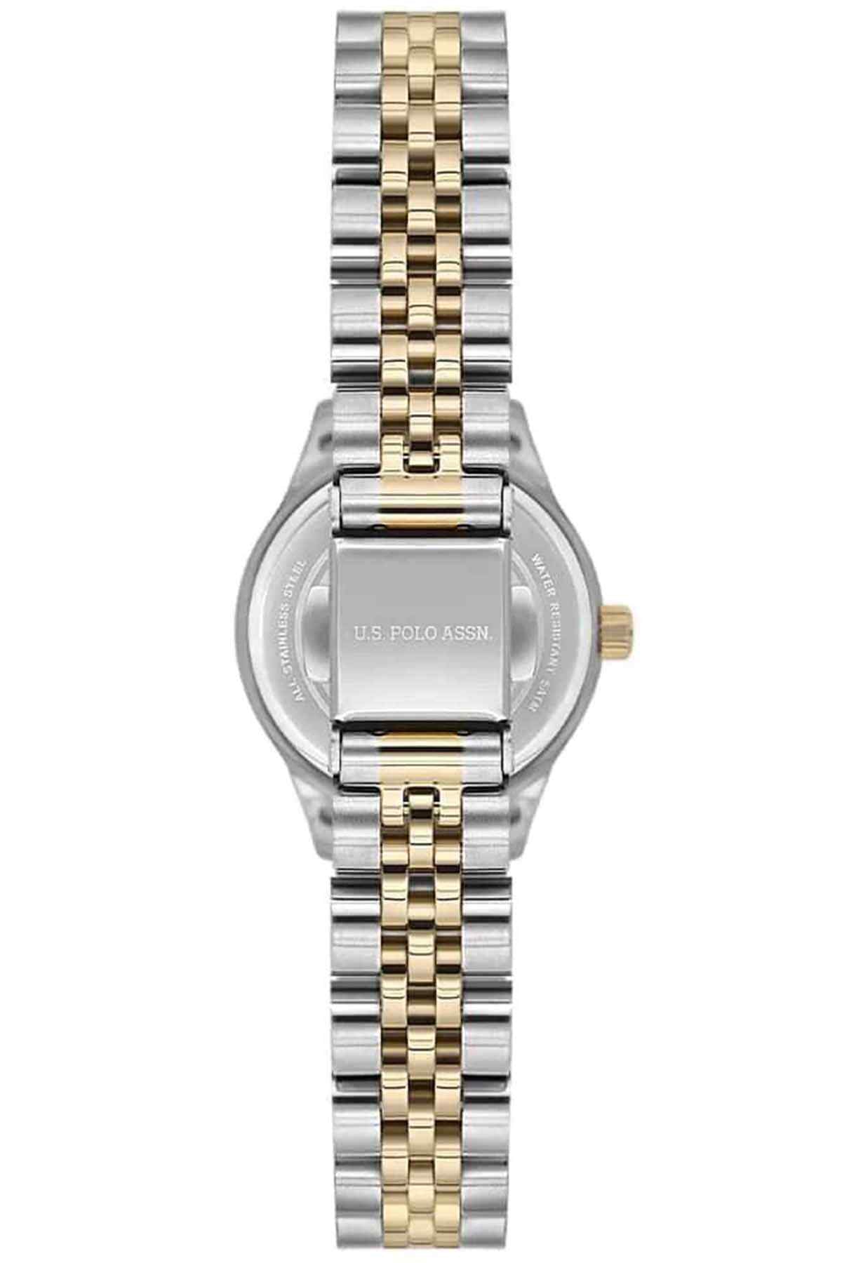 U.S. Polo Assn two-tone wristwatch with green dial and gold-accent crown