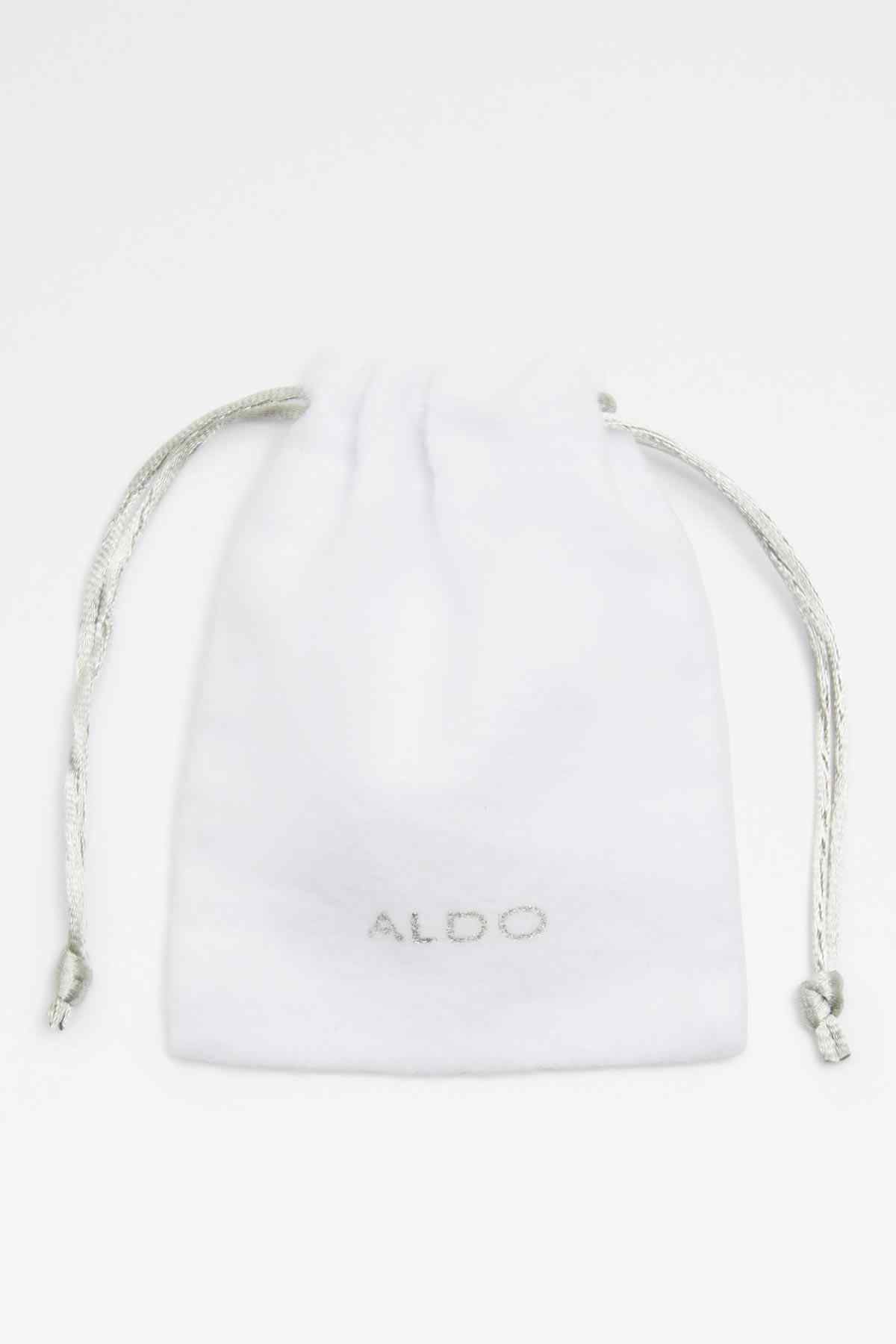 White drawstring jewelry pouch with ALDO logo, soft fabric bag
