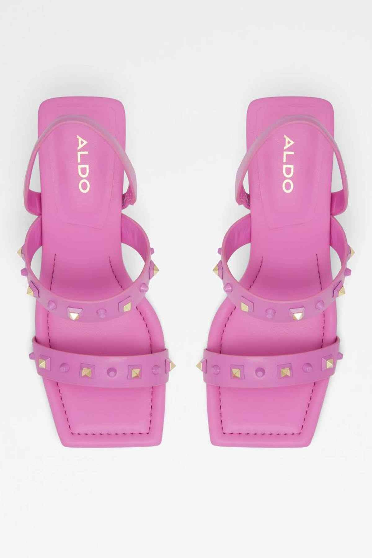 ALDO medium pink slide sandals with studded straps and open toe