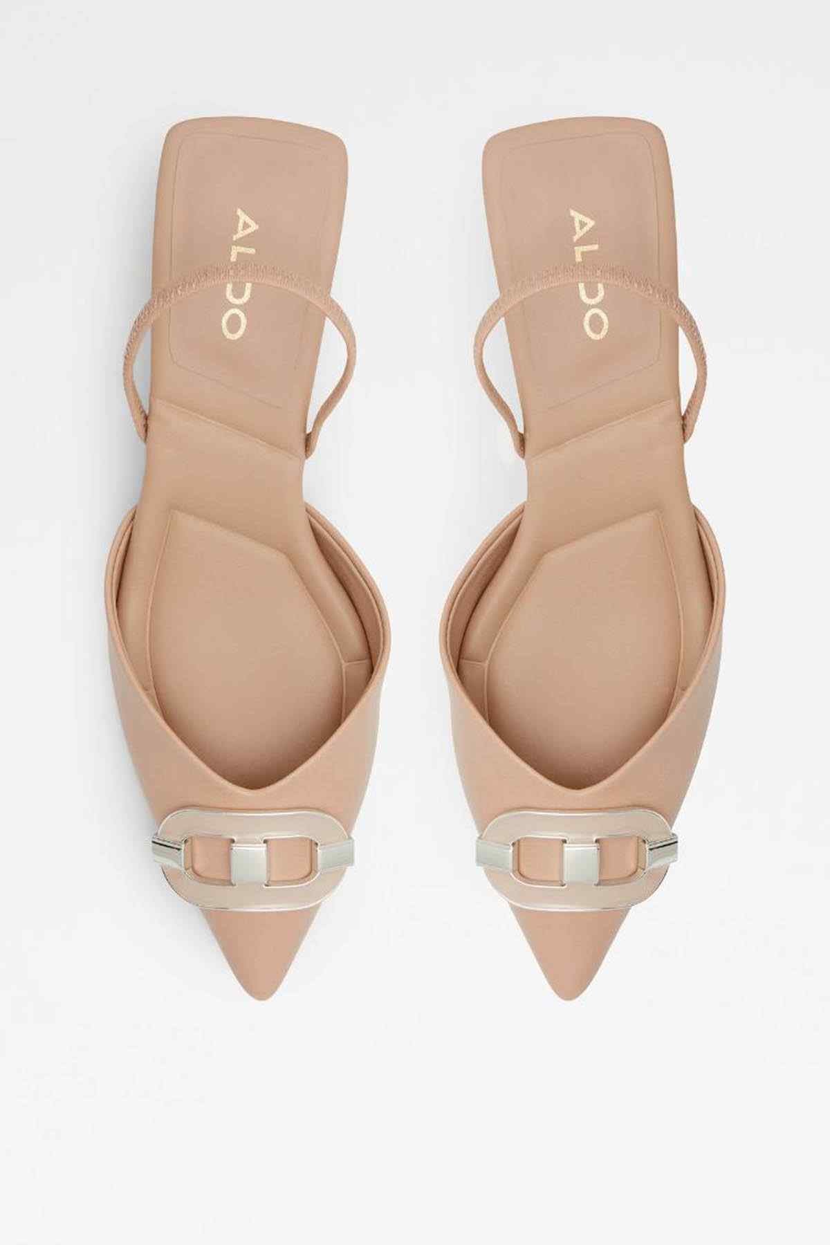 ALDO bone slingback flats pair, open back with adjustable buckle strap