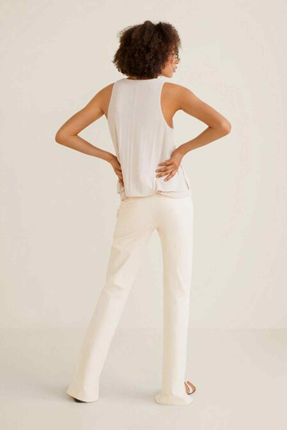 MANGO light grey sleeveless tank top with open back