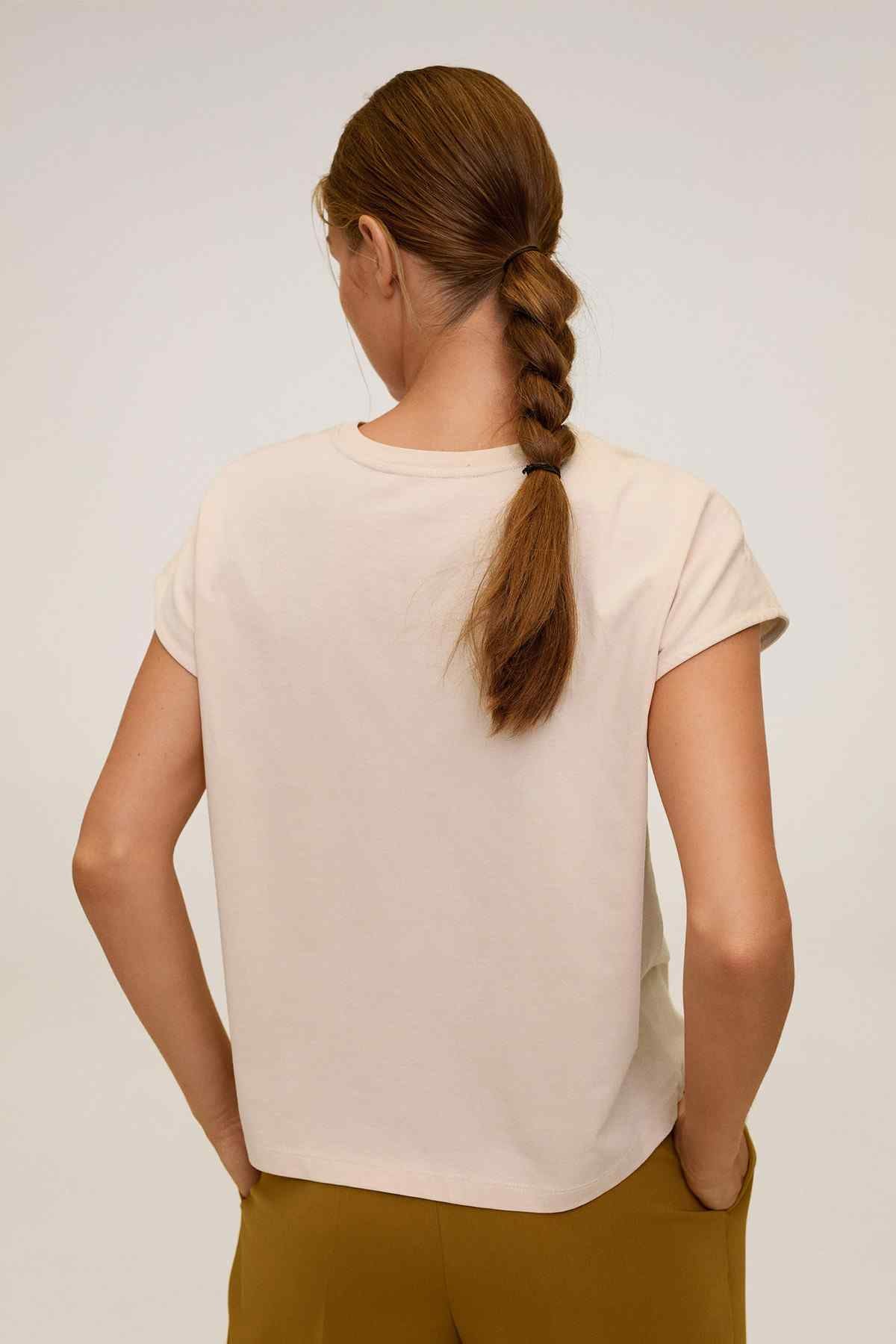 Pastel pink short-sleeve loose-fit top, back view