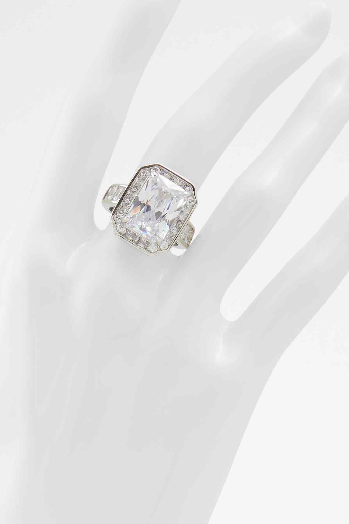 ALDO silver-clear multi square crystal ring with square center stone and halo