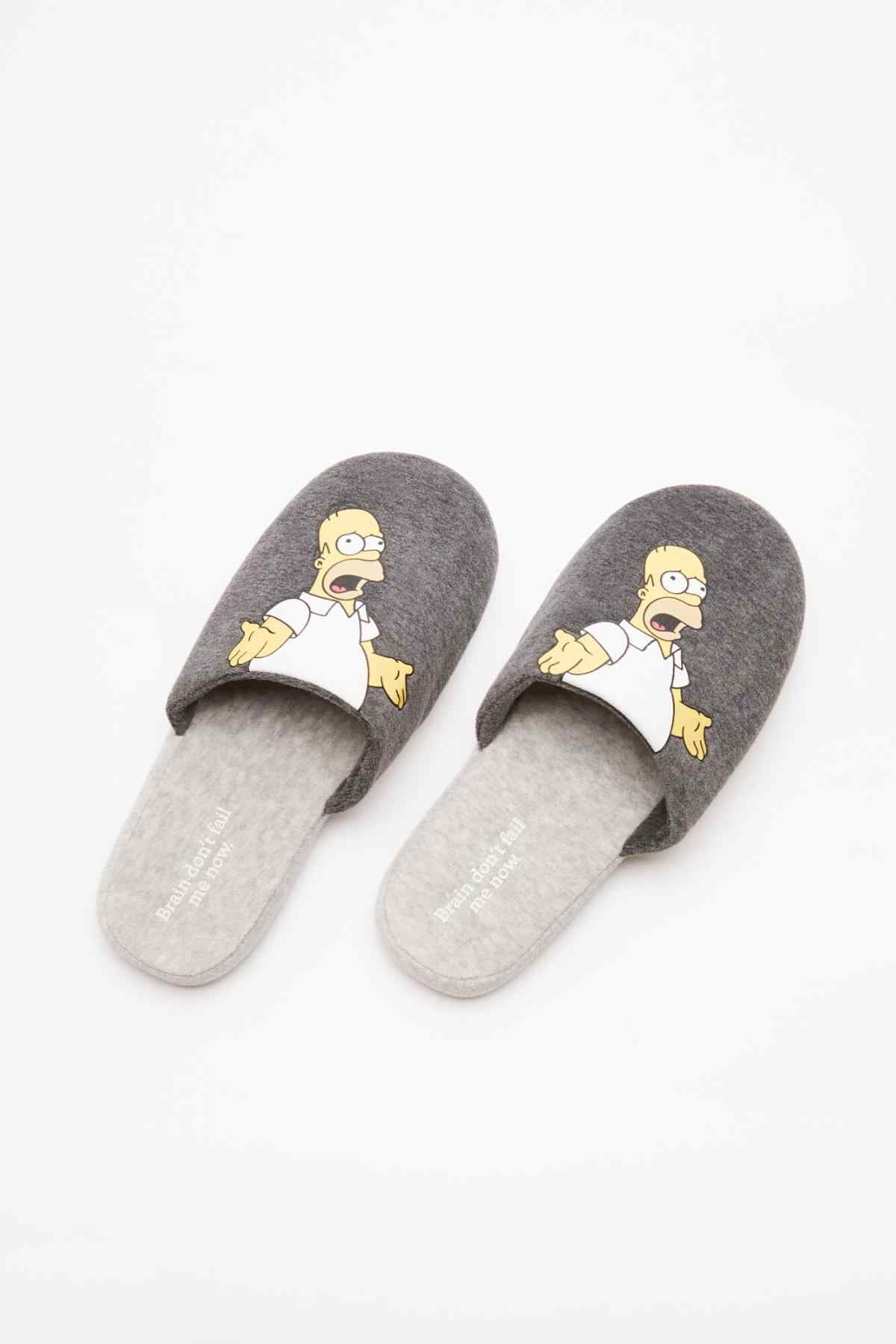 Men'secret dark grey slide slippers with two cartoon character prints and light footbeds