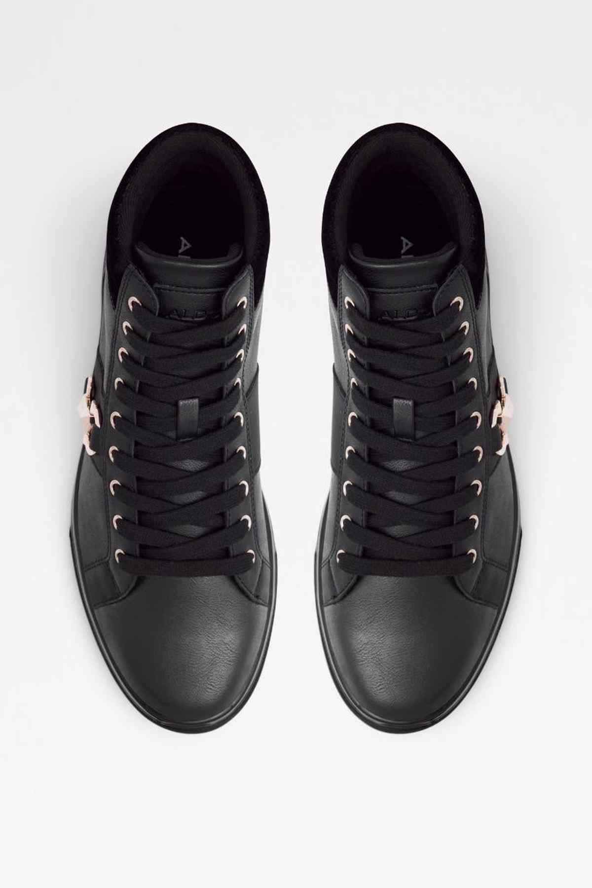 ALDO black high-top sneakers pair with lace-up design and cushioned interior