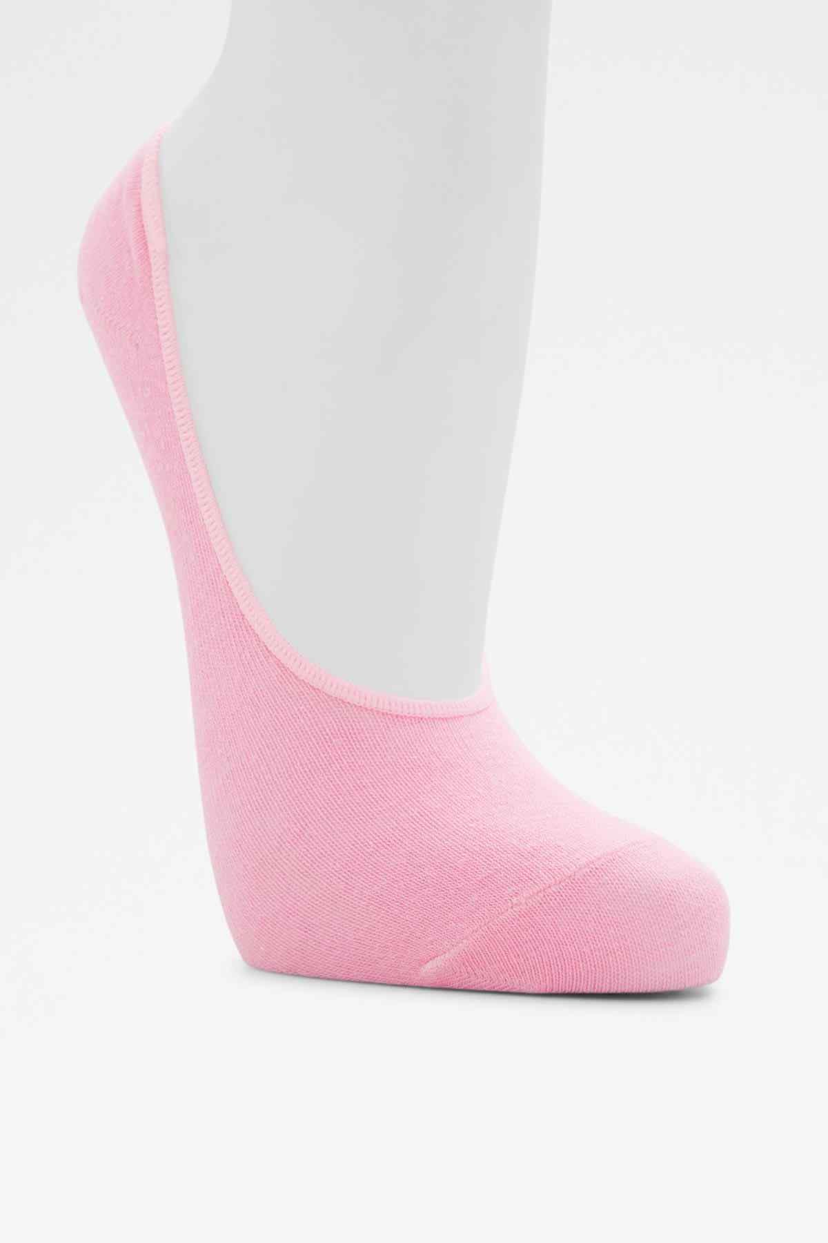 Pink no-show sock liner with low-cut, slip-on ankle opening