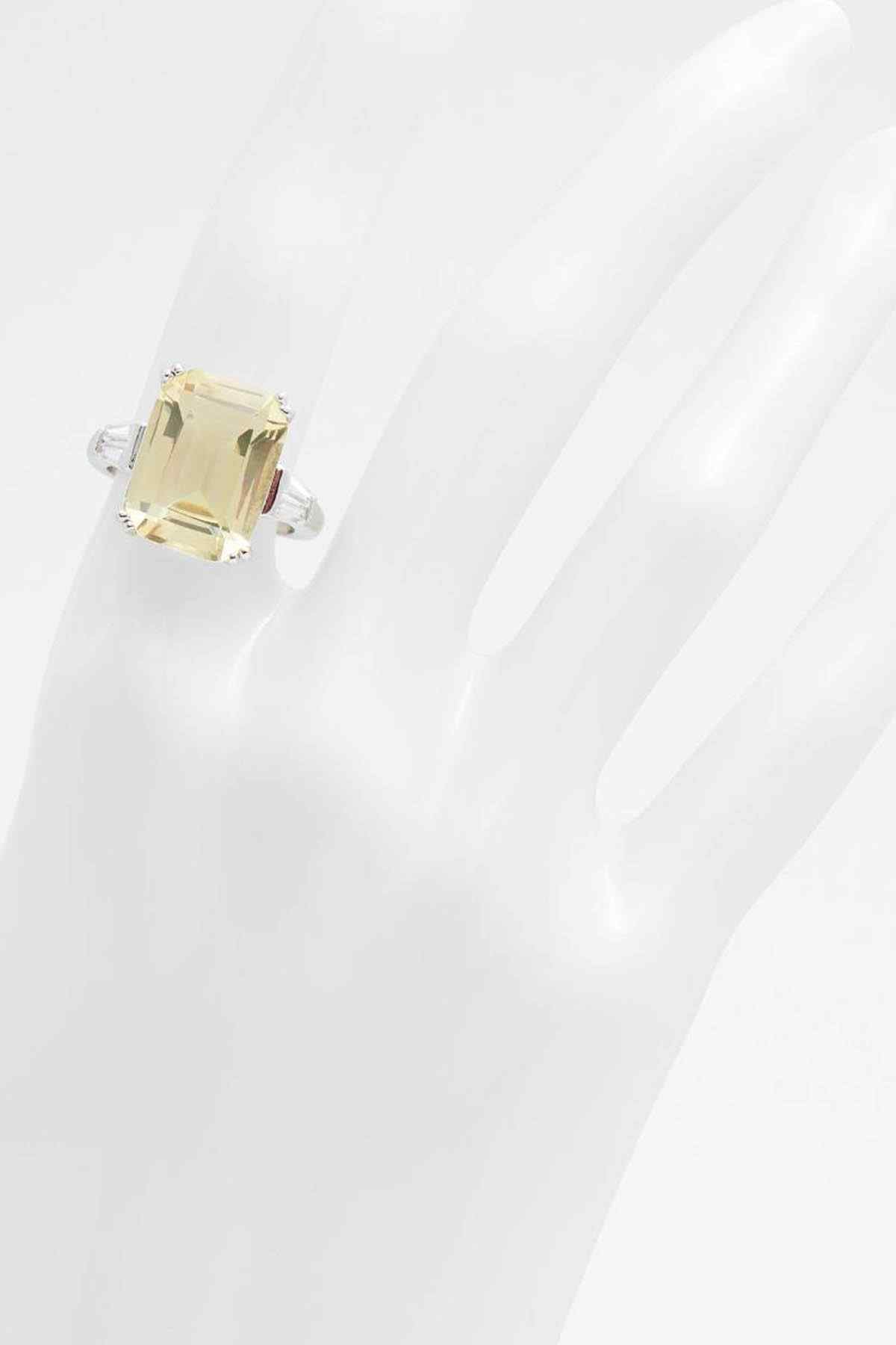 ALDO square-cut light yellow gemstone ring, silver prong setting