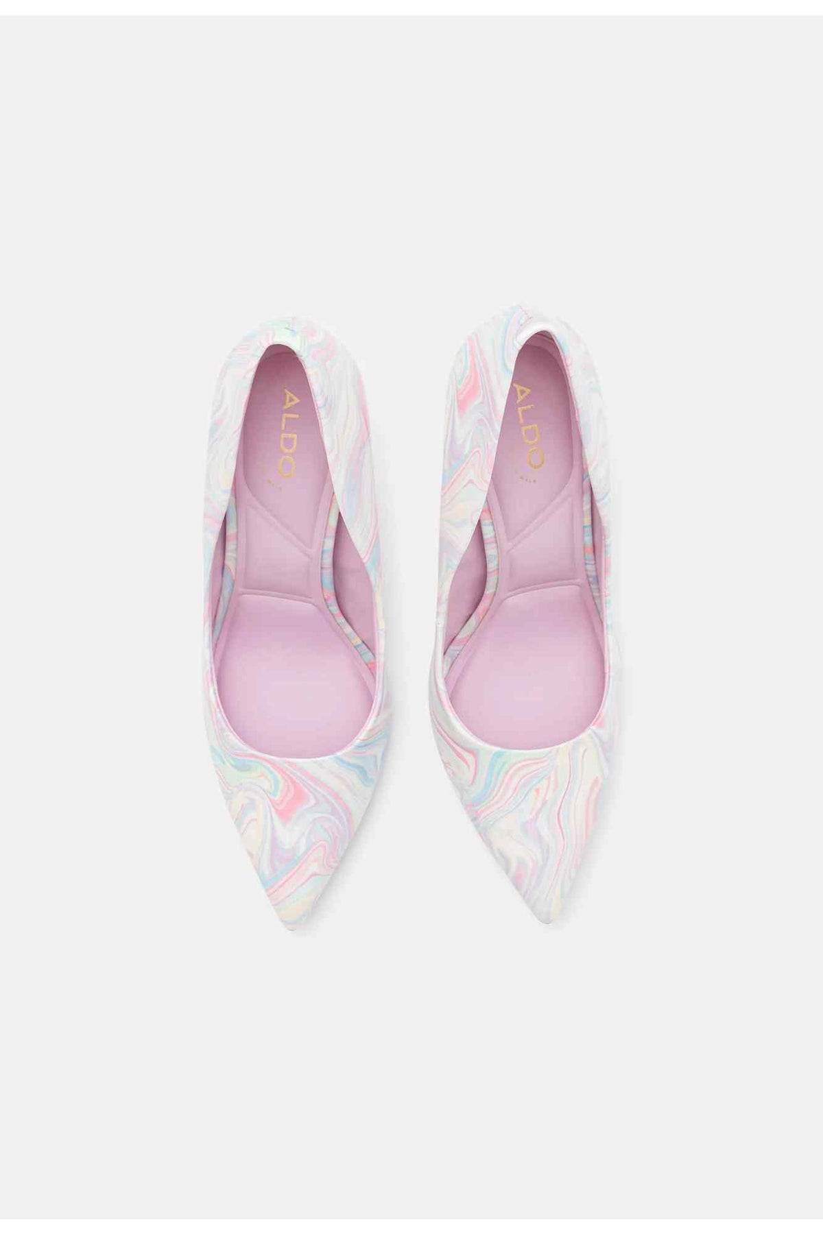 ALDO pastel multi pointed-toe stiletto pumps, pink interior lining, pair front