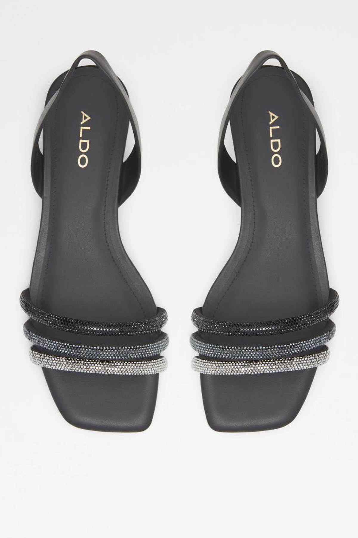 Black heeled sandals with rhinestone wrap straps and slingback