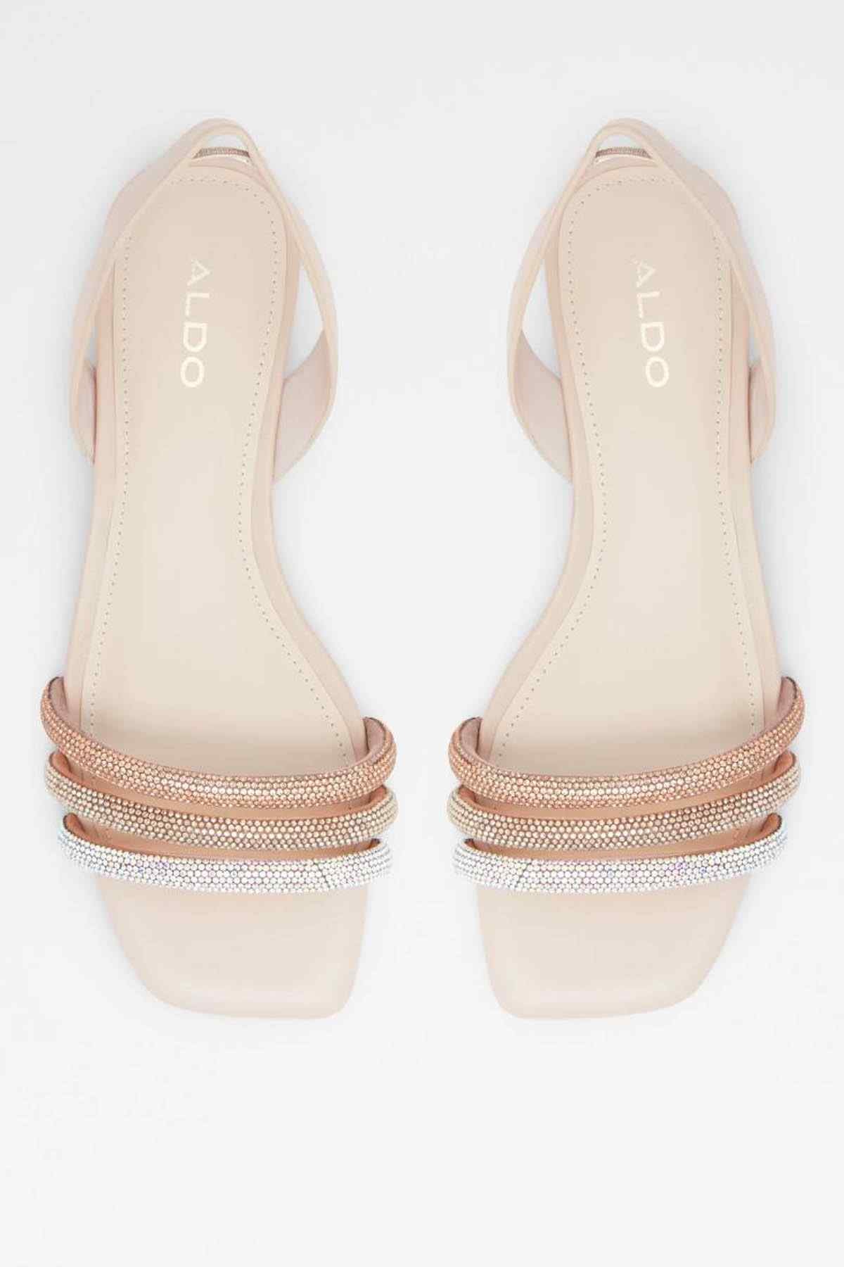 ALDO open-toe sandals with cushioned footbed and stacked rhinestone strap detail