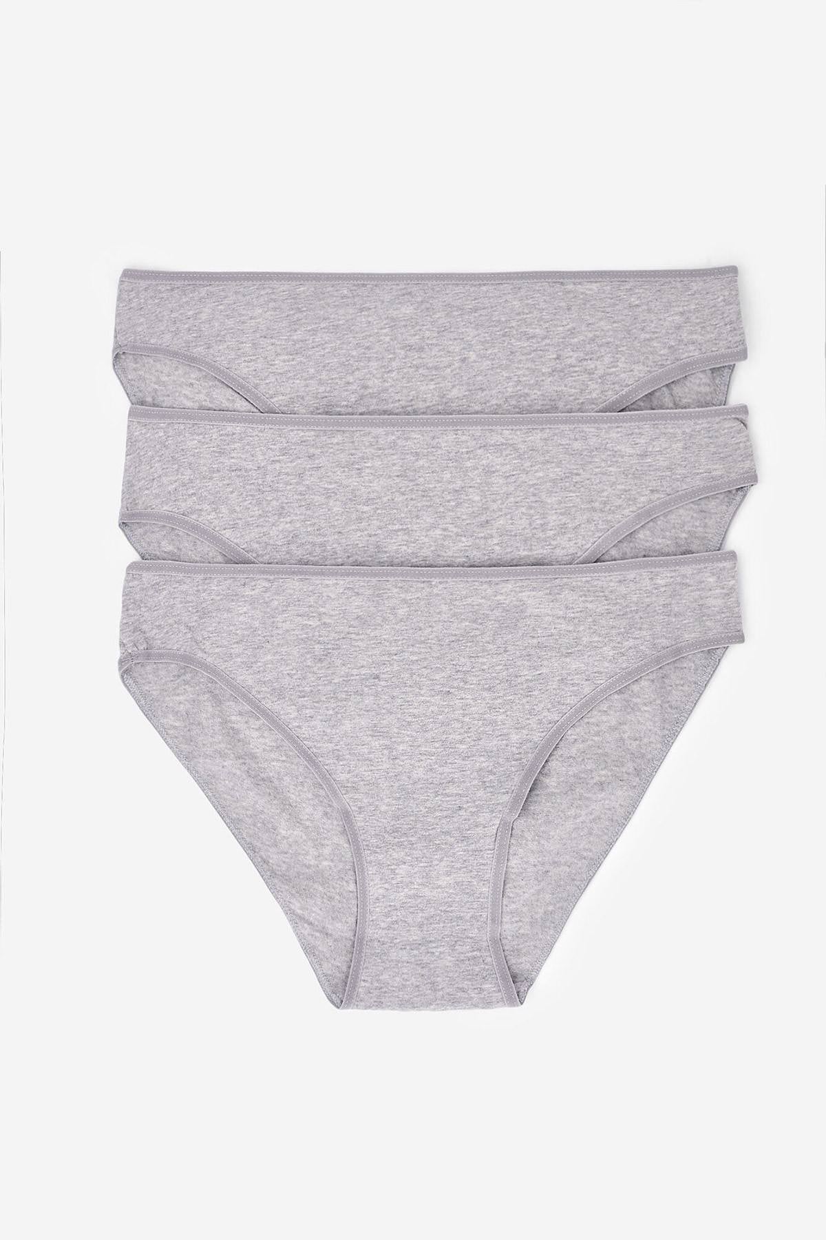 Pack of grey hipster briefs with elastic waistband and seamless finish