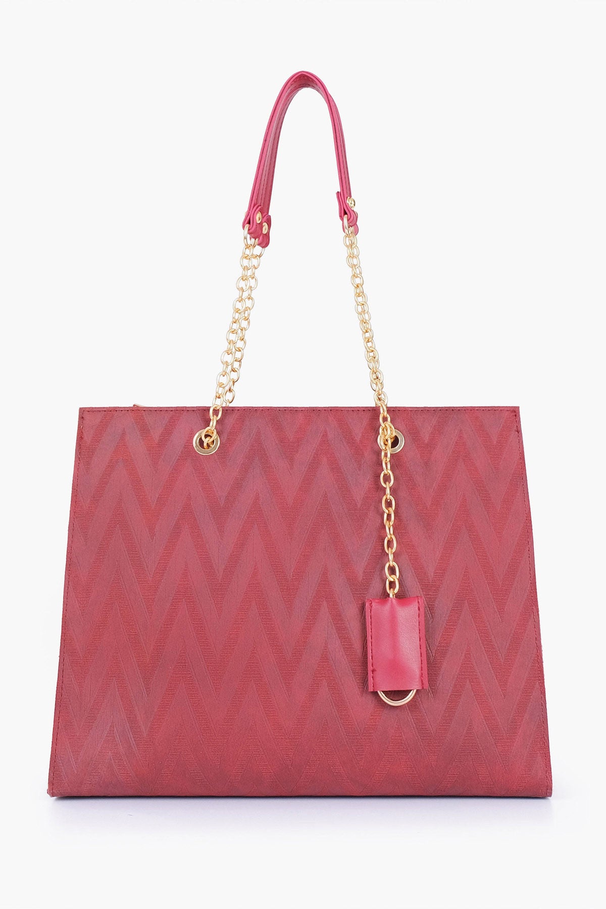 Zig Zag Yellow Pattern Print Leather Tote Bag