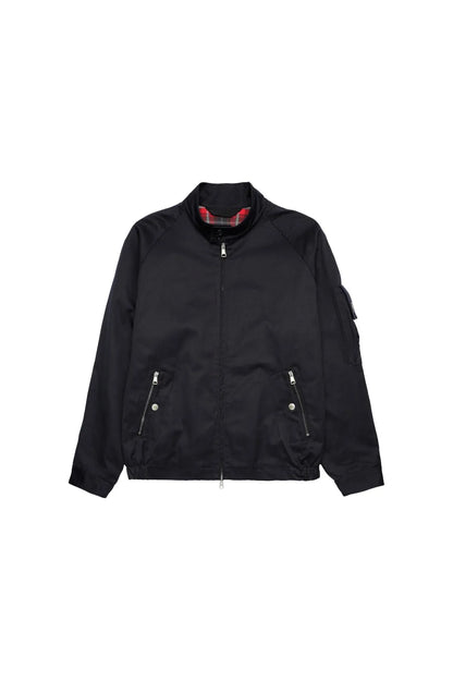 Diesel black bomber jacket with zip front and two chest snap pockets