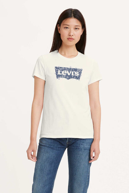 Levi's white graphic crew-neck T-shirt with short sleeves, front logo print