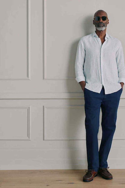 NEXT navy trousers with belt loops, zip fly and front pockets