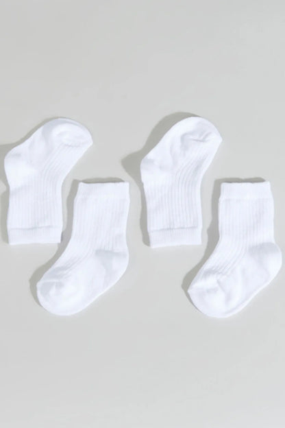Set of four white baby ribbed crew socks